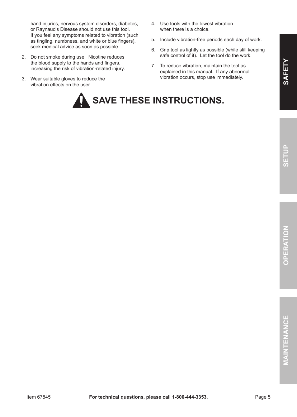 Save these instructions | Chicago Electric 67845 User Manual | Page 5 / 16