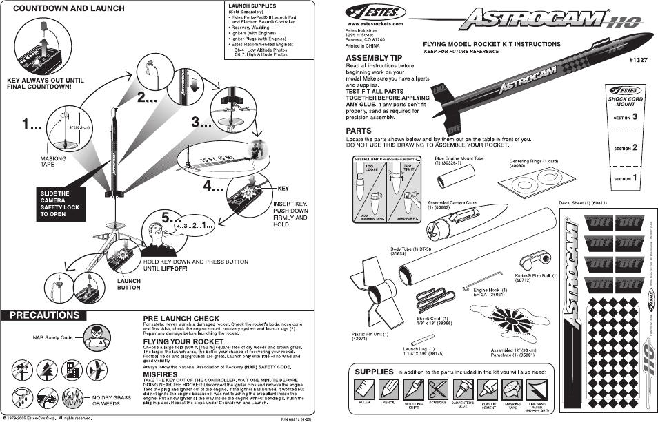 Estes 1327 - Astrocam User Manual | 4 pages