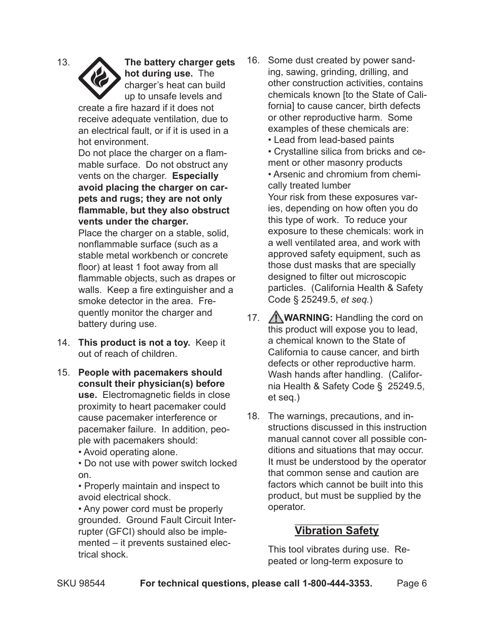 Chicago Electric HARBOR FREIGHT TOOLS 98544 User Manual | Page 6 / 16