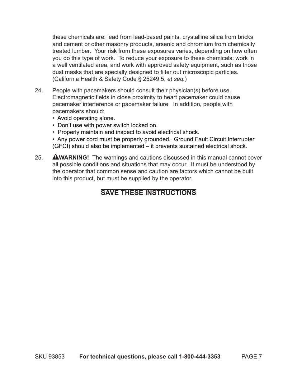Chicago Electric 93853 User Manual | Page 7 / 19
