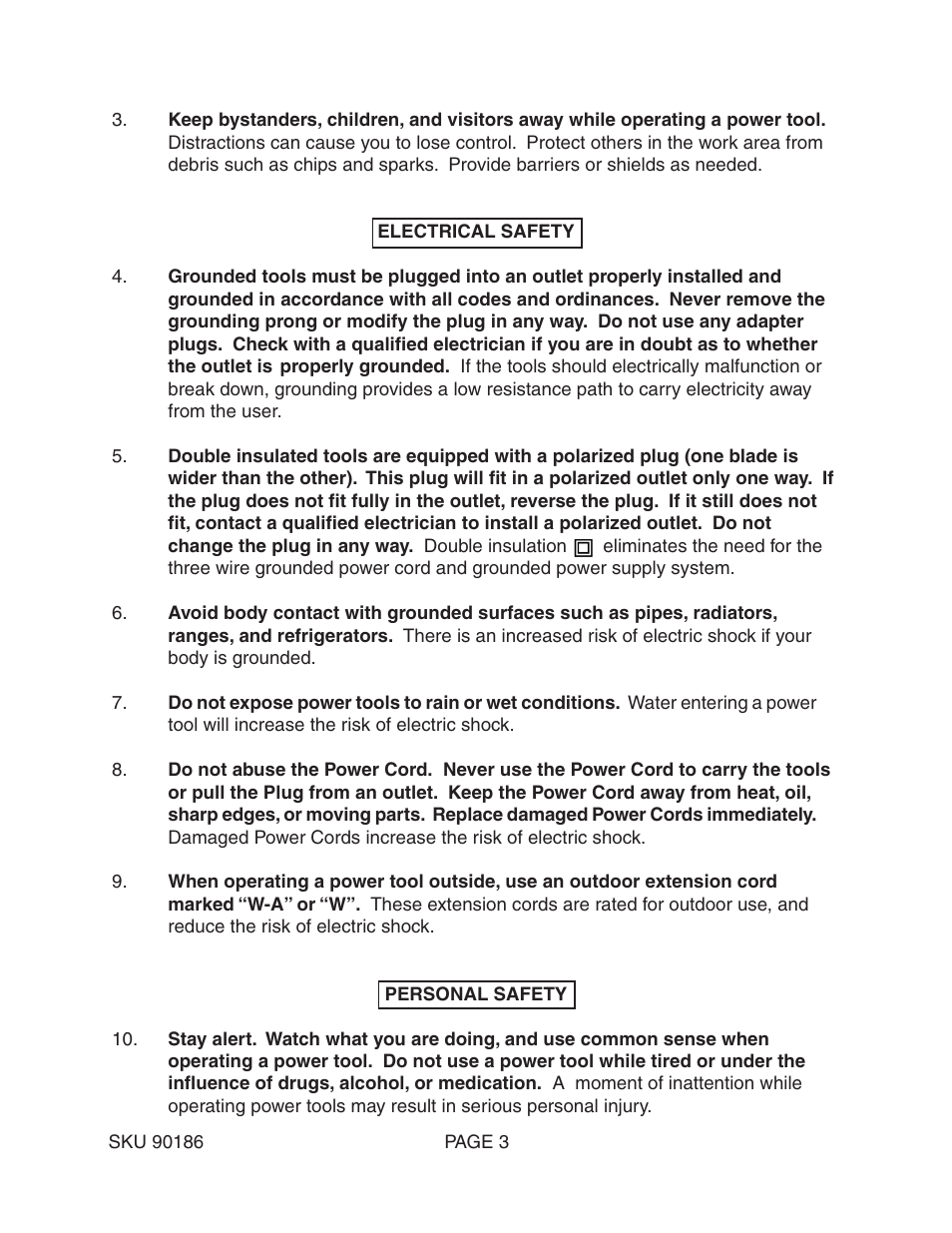 Chicago Electric 7-1/4" Circular Saw Worm Gear Drive 90186 User Manual | Page 3 / 19