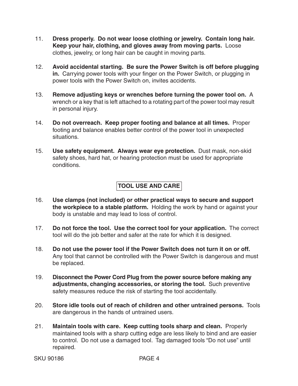 Chicago Electric 7-1/4" Circular Saw Worm Gear Drive 90186 User Manual | Page 4 / 19