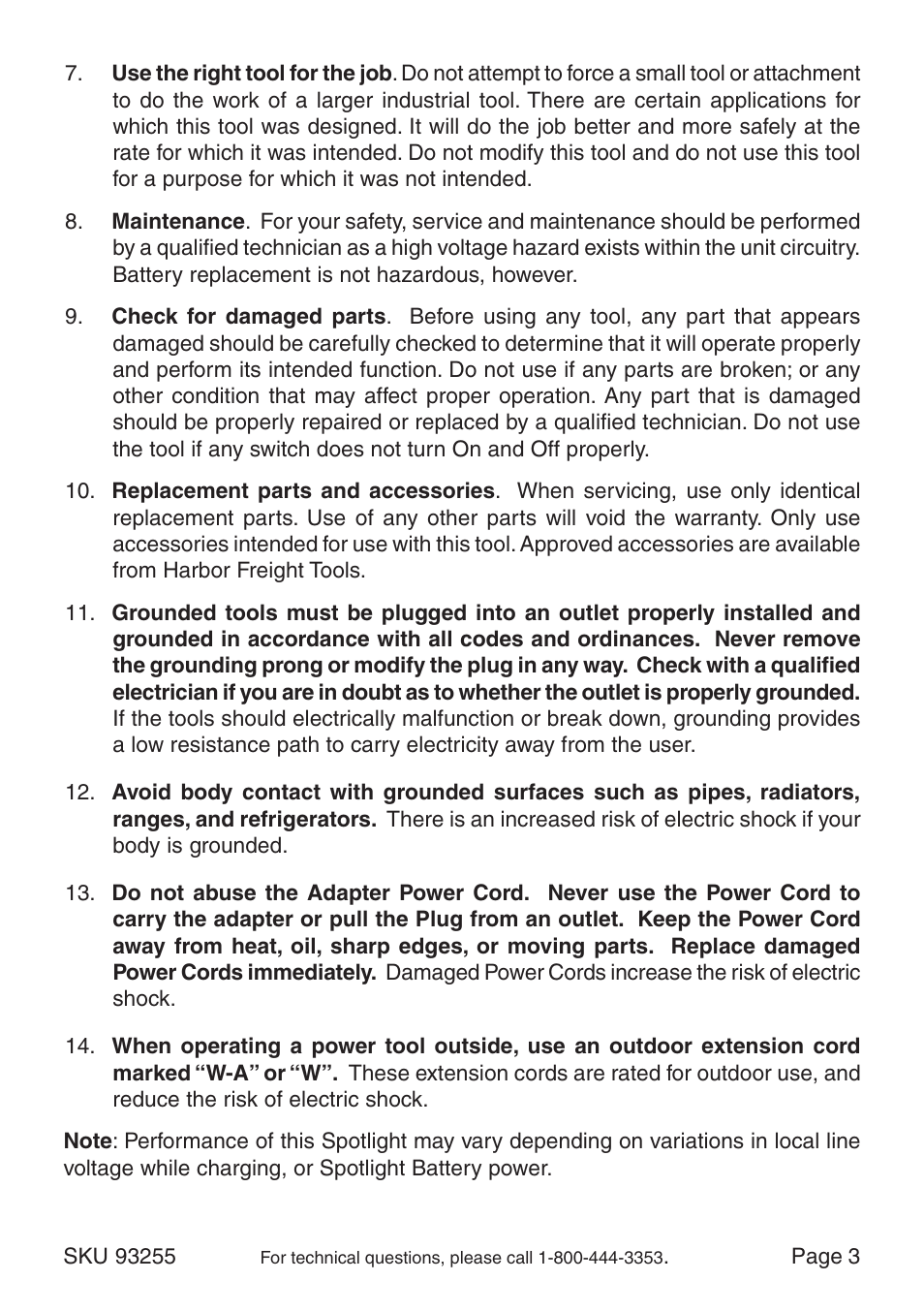 Chicago Electric CAMARILLO 93255 User Manual | Page 3 / 8