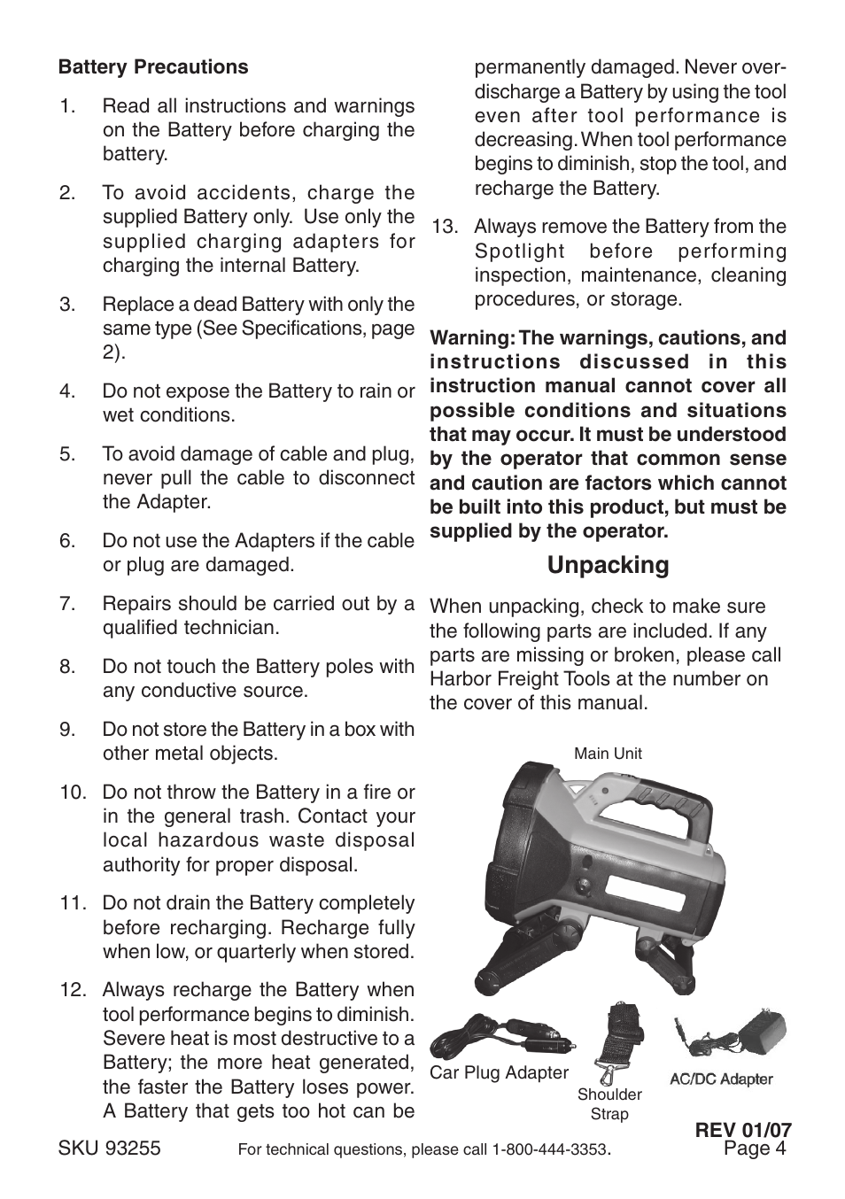 Unpacking | Chicago Electric CAMARILLO 93255 User Manual | Page 4 / 8