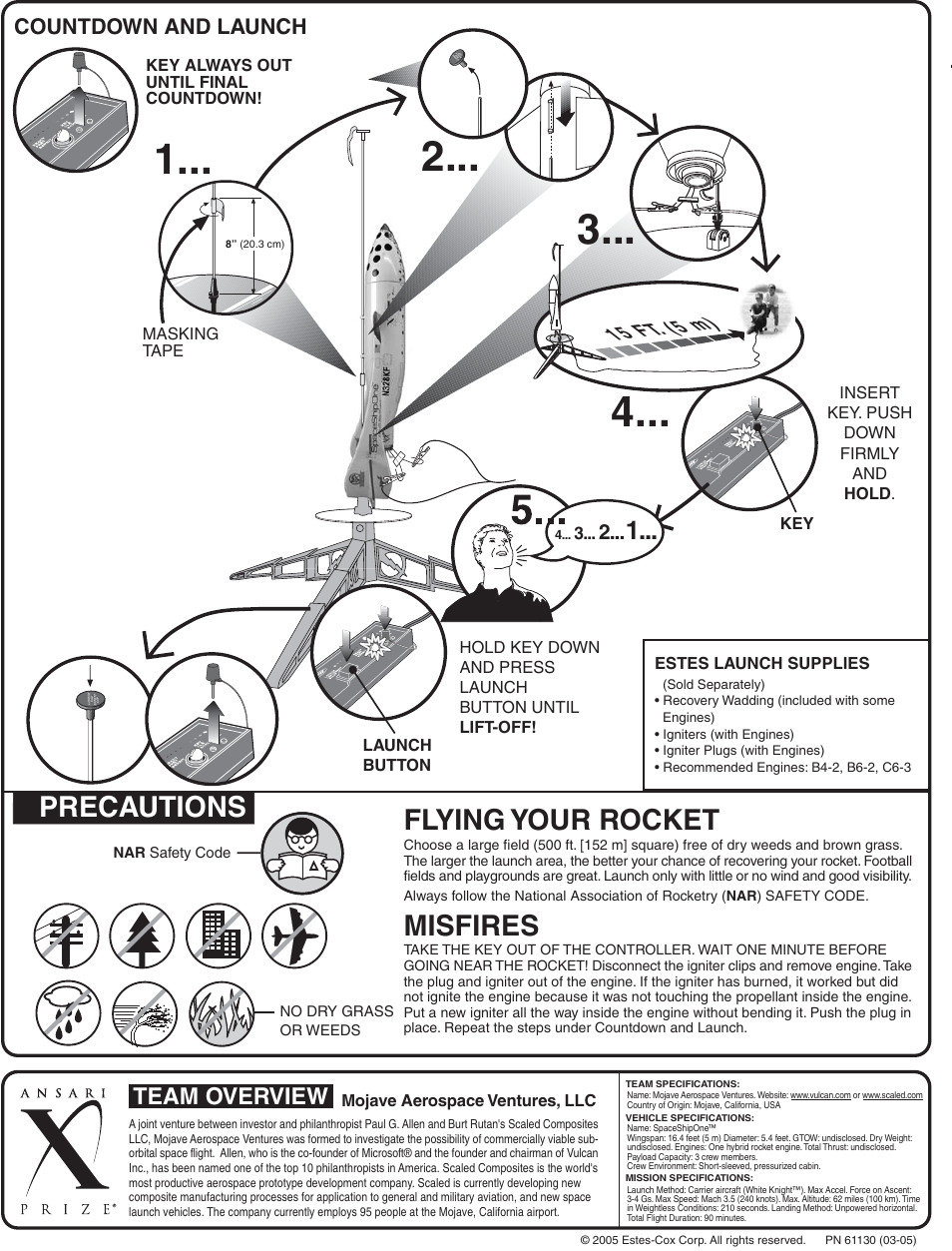 Estes 1891 – Space Ship One User Manual | 2 pages