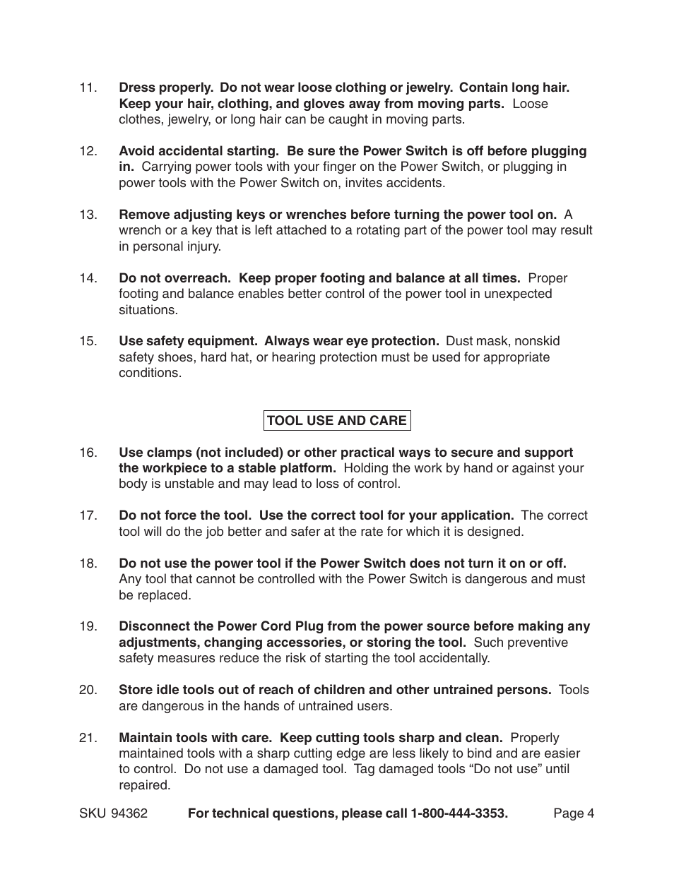 Chicago Electric POWER TOOL 94362 User Manual | Page 4 / 22