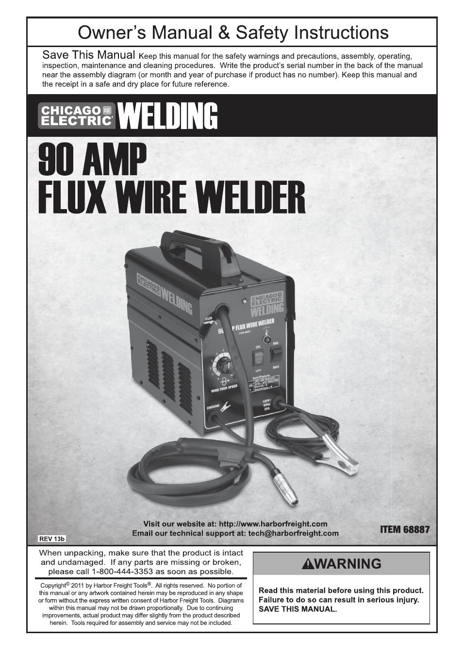 Chicago Electric 90 AMP FLUX WIRE WELDER 68887 User Manual | 28 pages