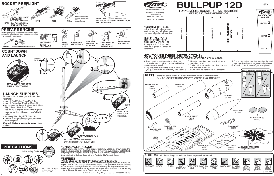 Estes 1972 – Bullpup 12D User Manual | 2 pages