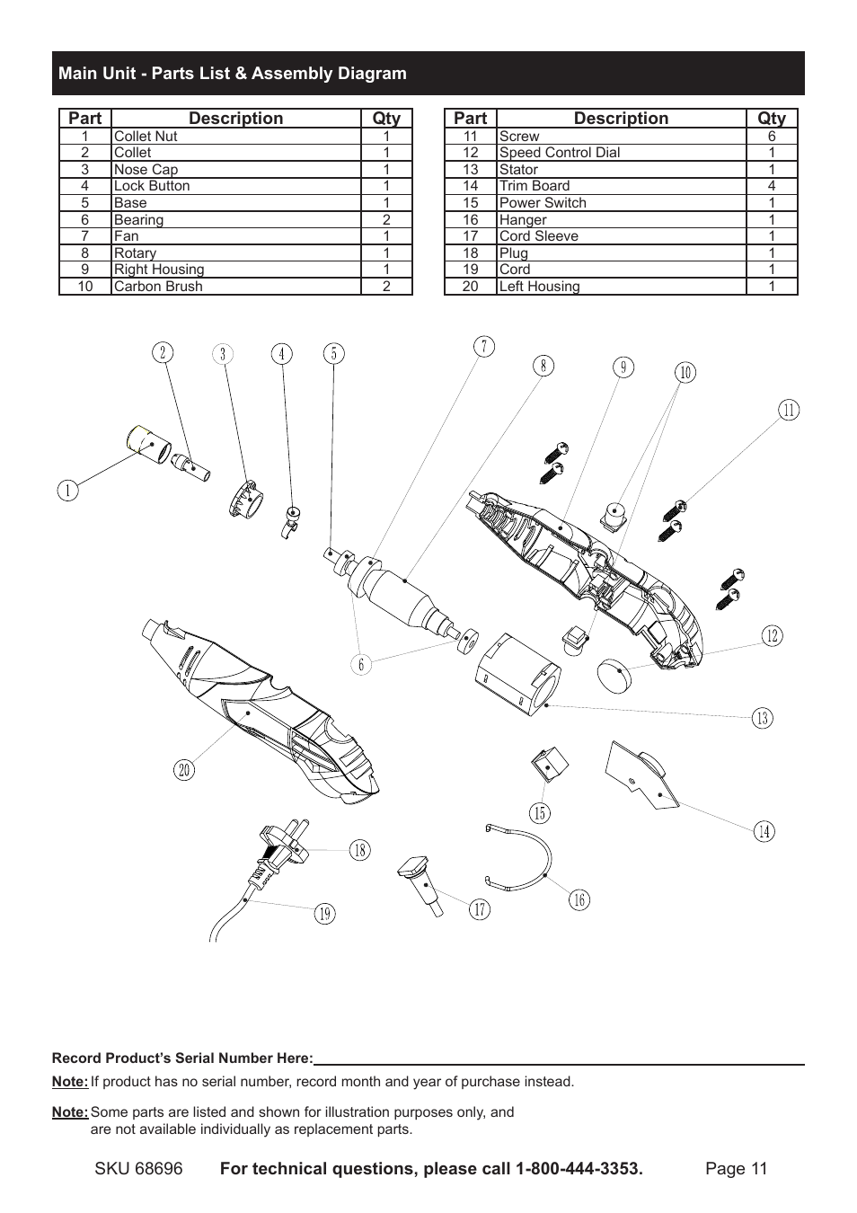 Chicago Electric Rotary Tool Kit 68696 User Manual | Page 11 / 12