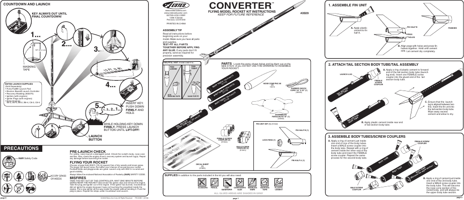 Estes 2029 - Converter User Manual | 2 pages