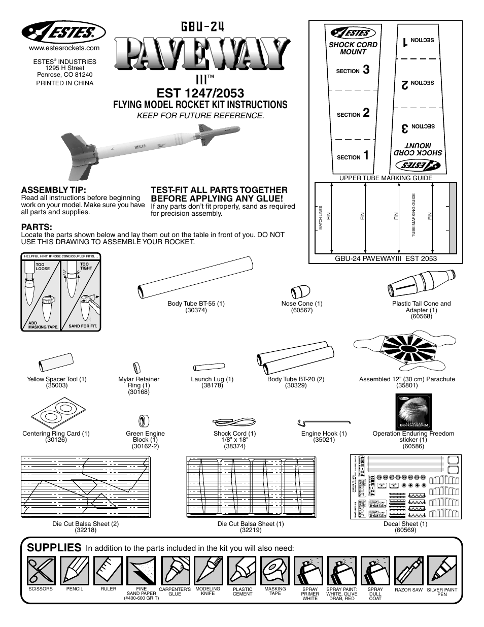 Estes 2053 - Paveway User Manual | 6 pages