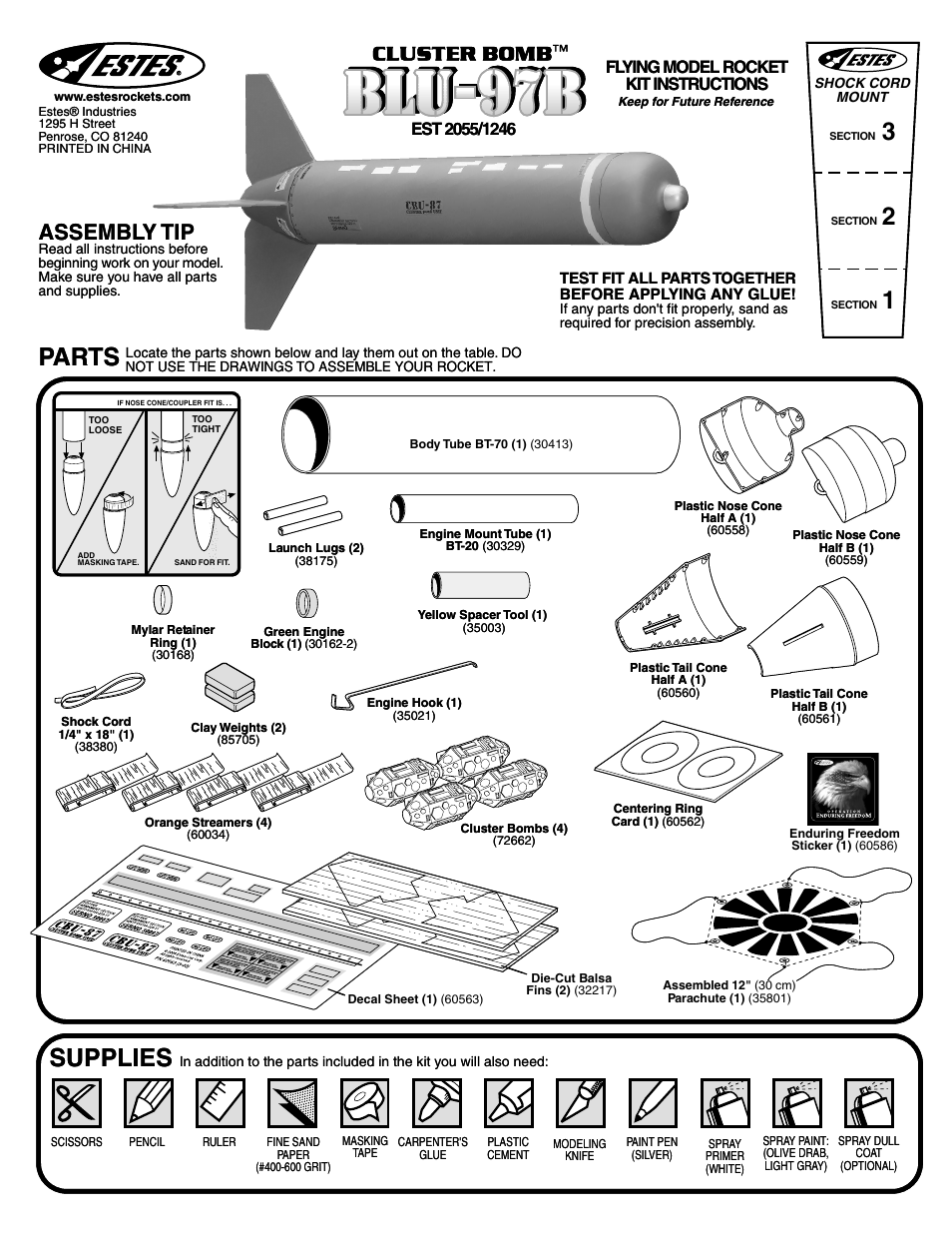 Estes 2055 - Blu-97B User Manual | 6 pages