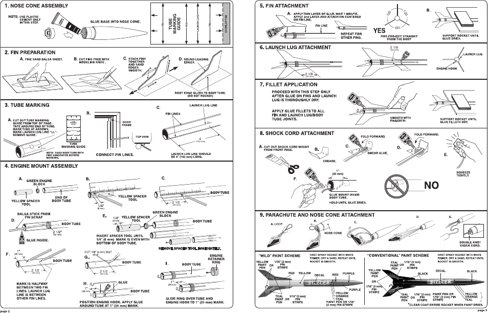 Tube marking guide | Estes 2171 - Sizzler User Manual | Page 2 / 2