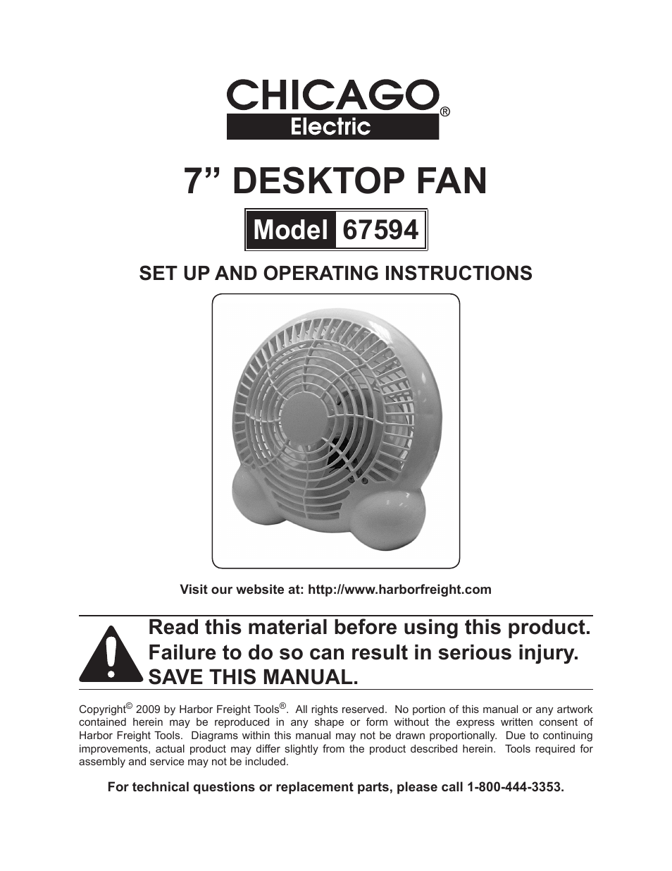 Chicago Electric 67594 User Manual | 4 pages