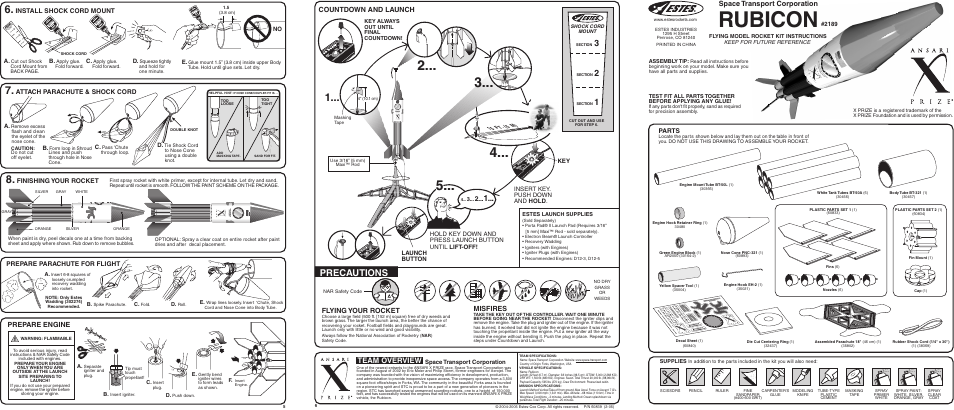 Estes 2189 – Rubicon User Manual | 2 pages