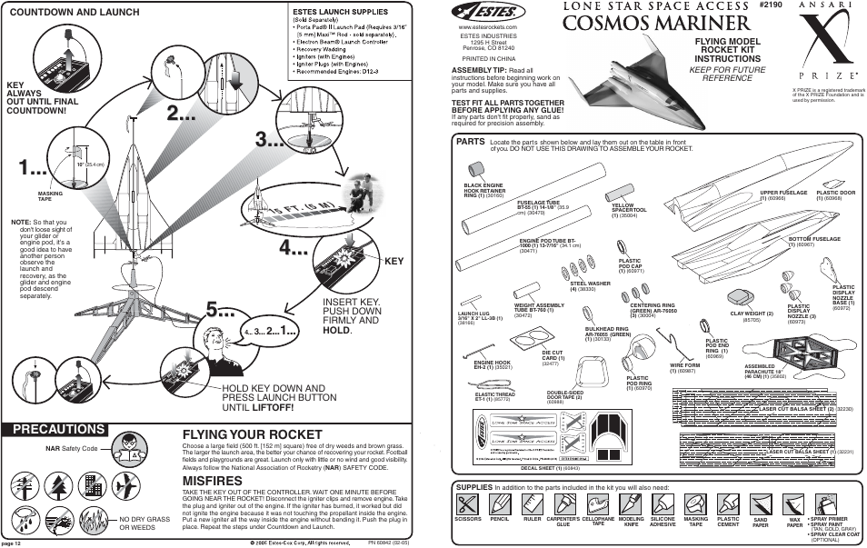 Estes 2190 – Cosmos Mariner User Manual | 6 pages