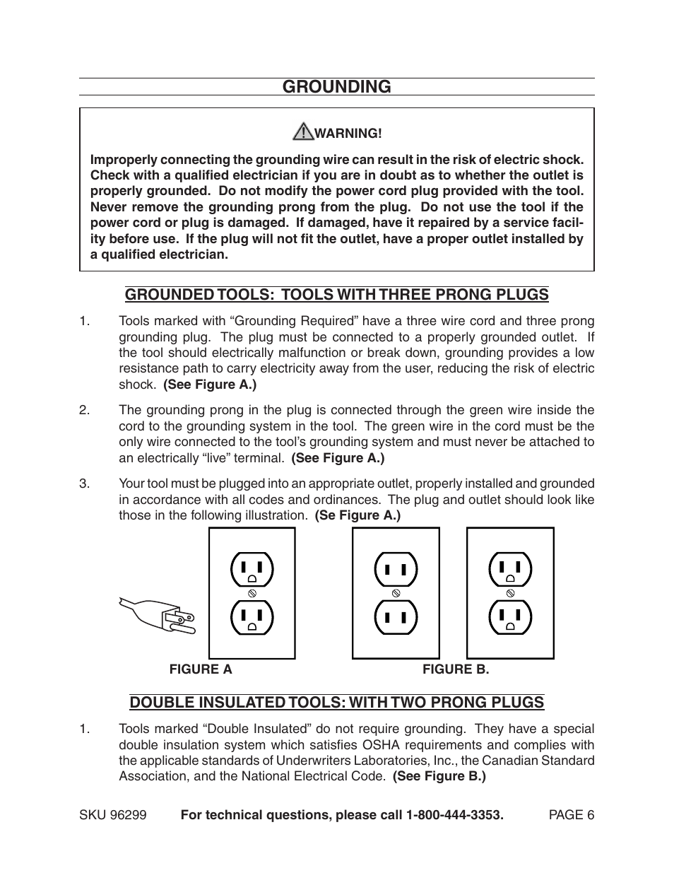 Grounding | Chicago Electric 96299 User Manual | Page 6 / 14