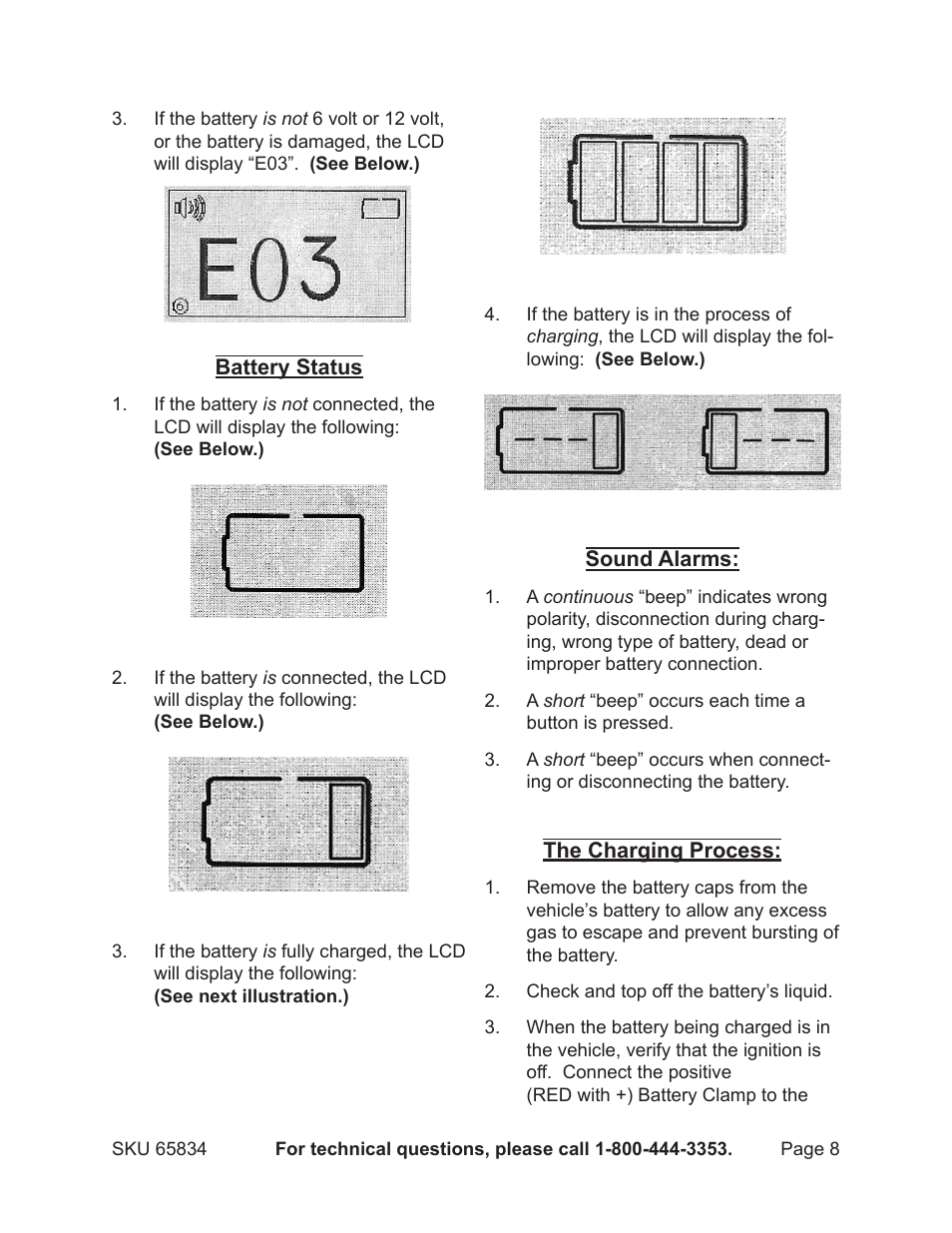 Chicago Electric Battery Charger with LCD Display 65834 User Manual | Page 8 / 13