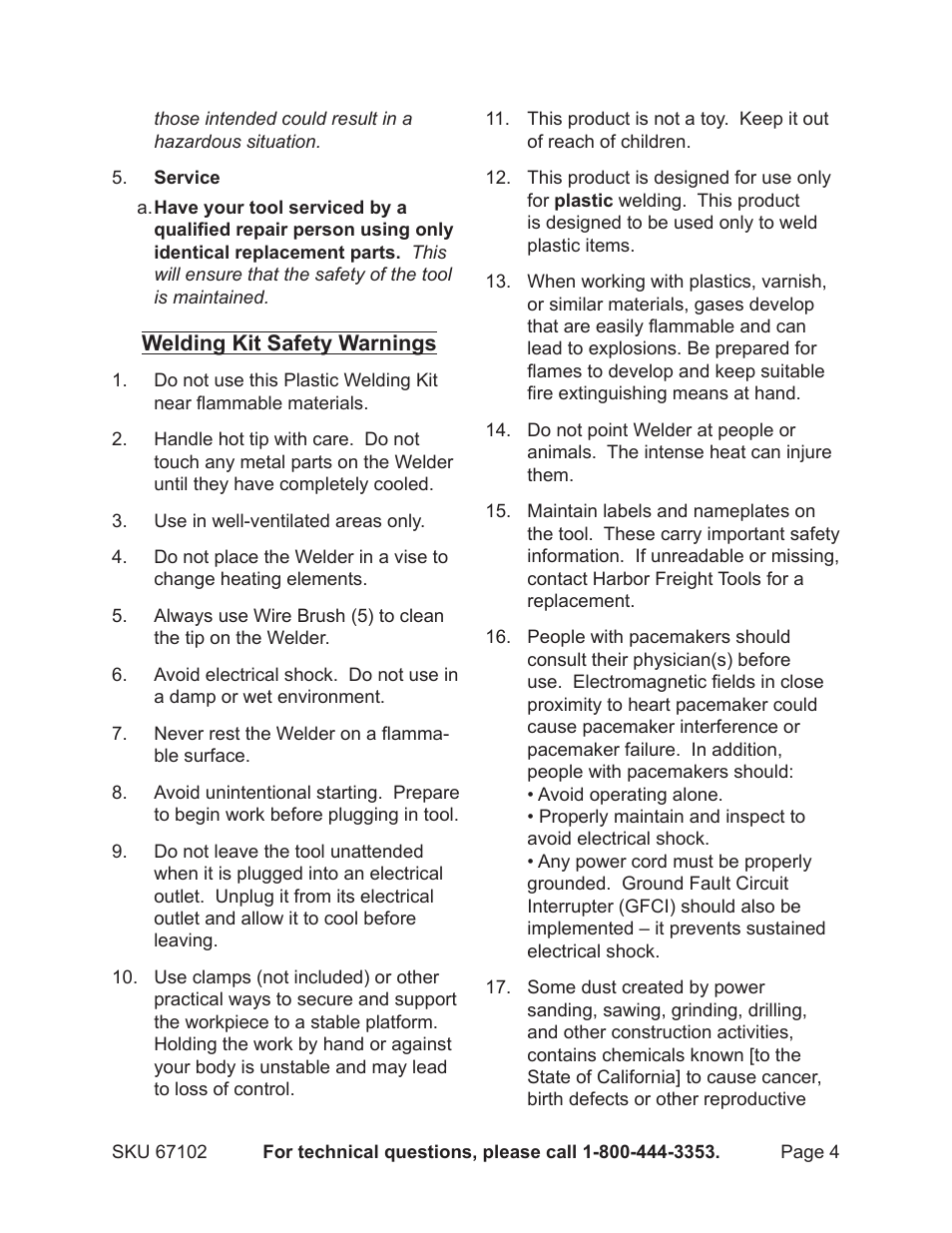 Chicago Electric 80W Plastic Welding Kit with Iron 67102 User Manual | Page 4 / 10