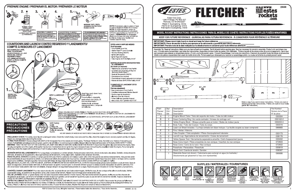 Estes 2444 - Fletcher User Manual | 2 pages