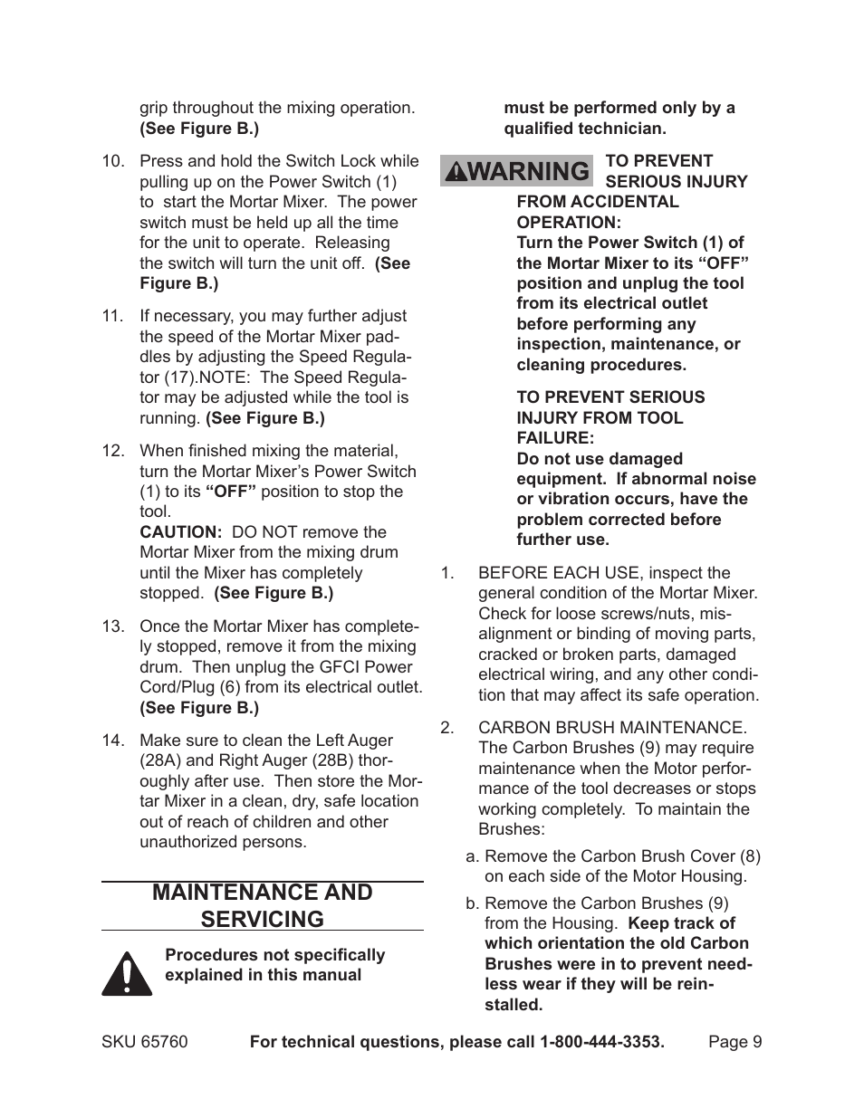 Maintenance and servicing | Chicago Electric 65760 User Manual | Page 9 / 14