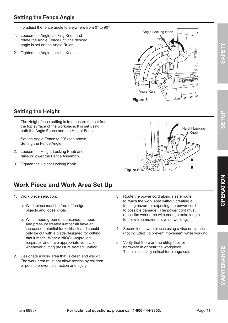 Work piece and work area set up, Setting the height | Chicago Electric 4" Biscut Plate Joiner 68987 User Manual | Page 11 / 20