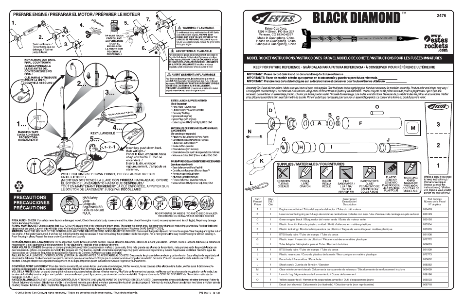 Estes 2476 - Black Diamond User Manual | 2 pages