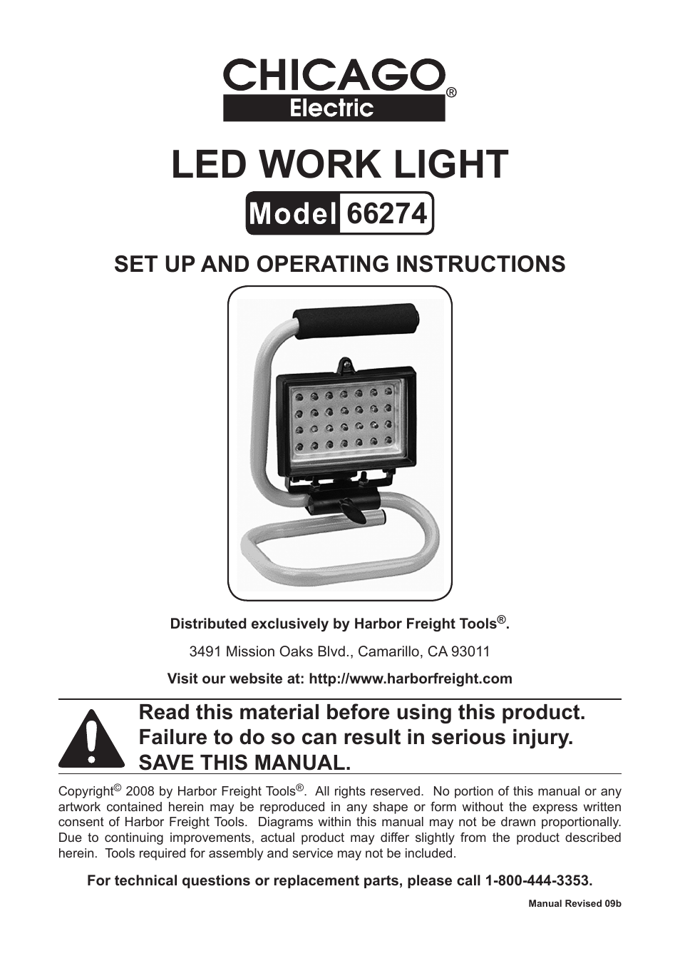 Chicago Electric 66274 User Manual | 8 pages