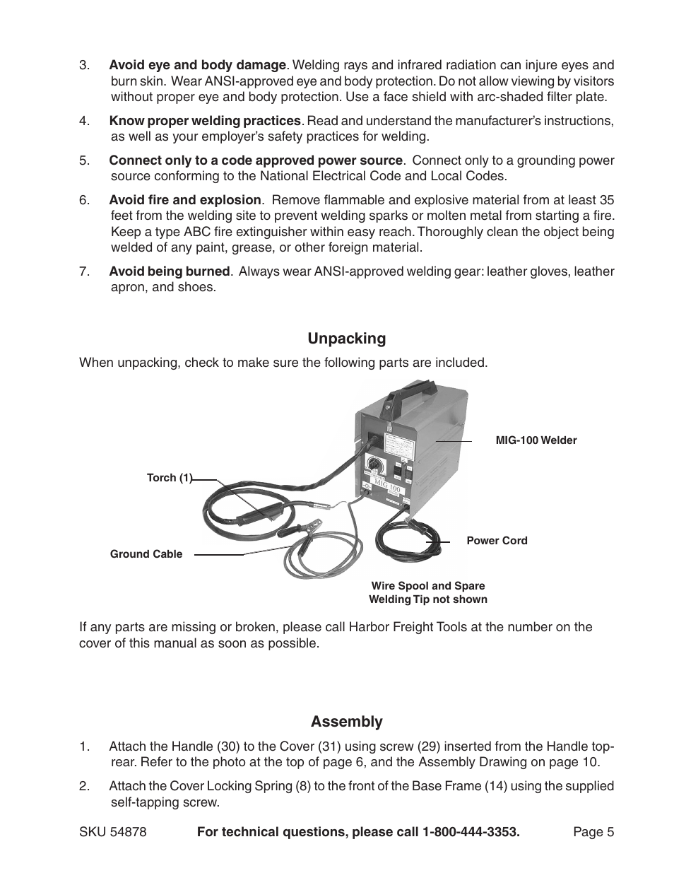 Chicago Electric MIG-100 Welder 54878 User Manual | Page 5 / 14