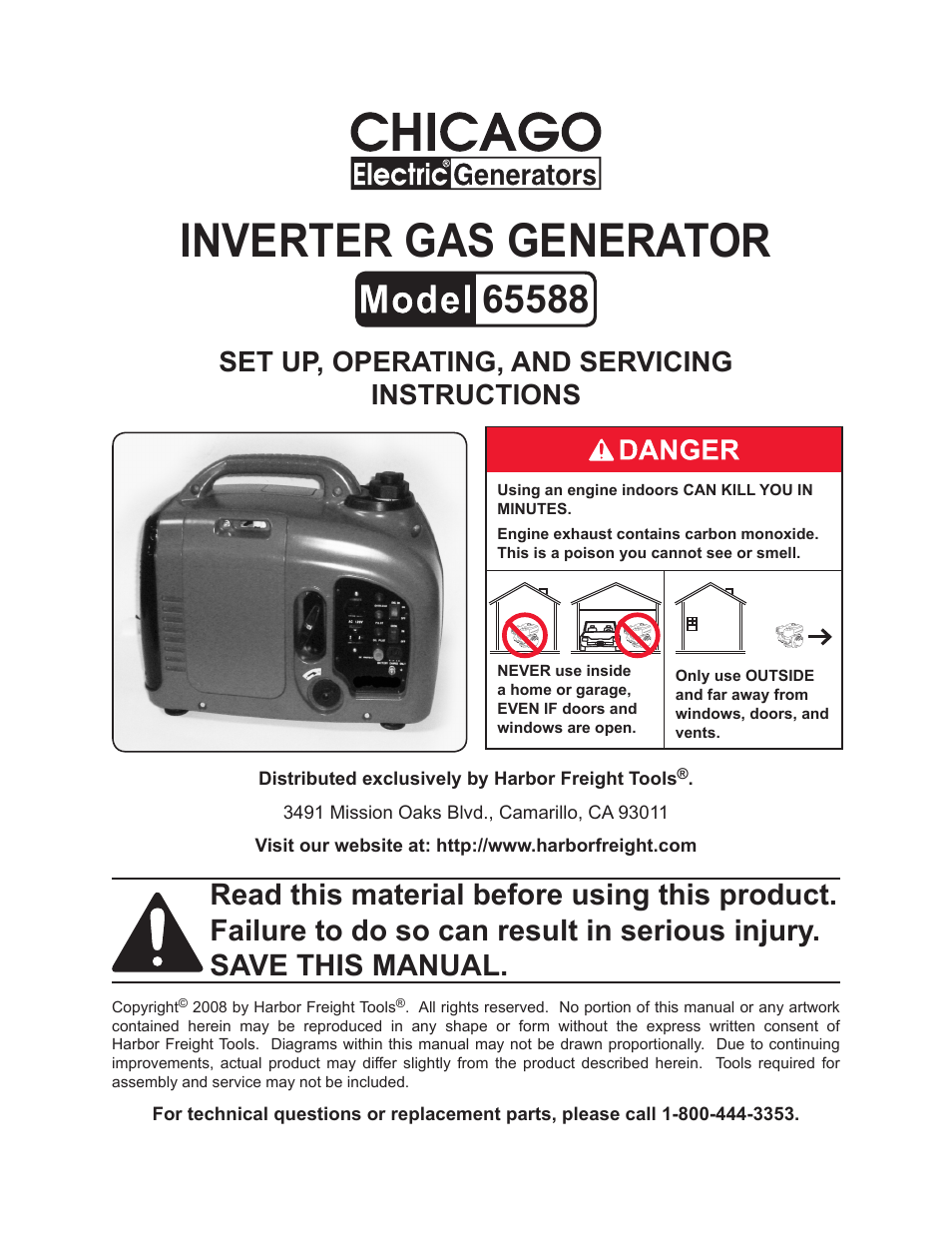 Chicago Electric 65588 User Manual | 23 pages