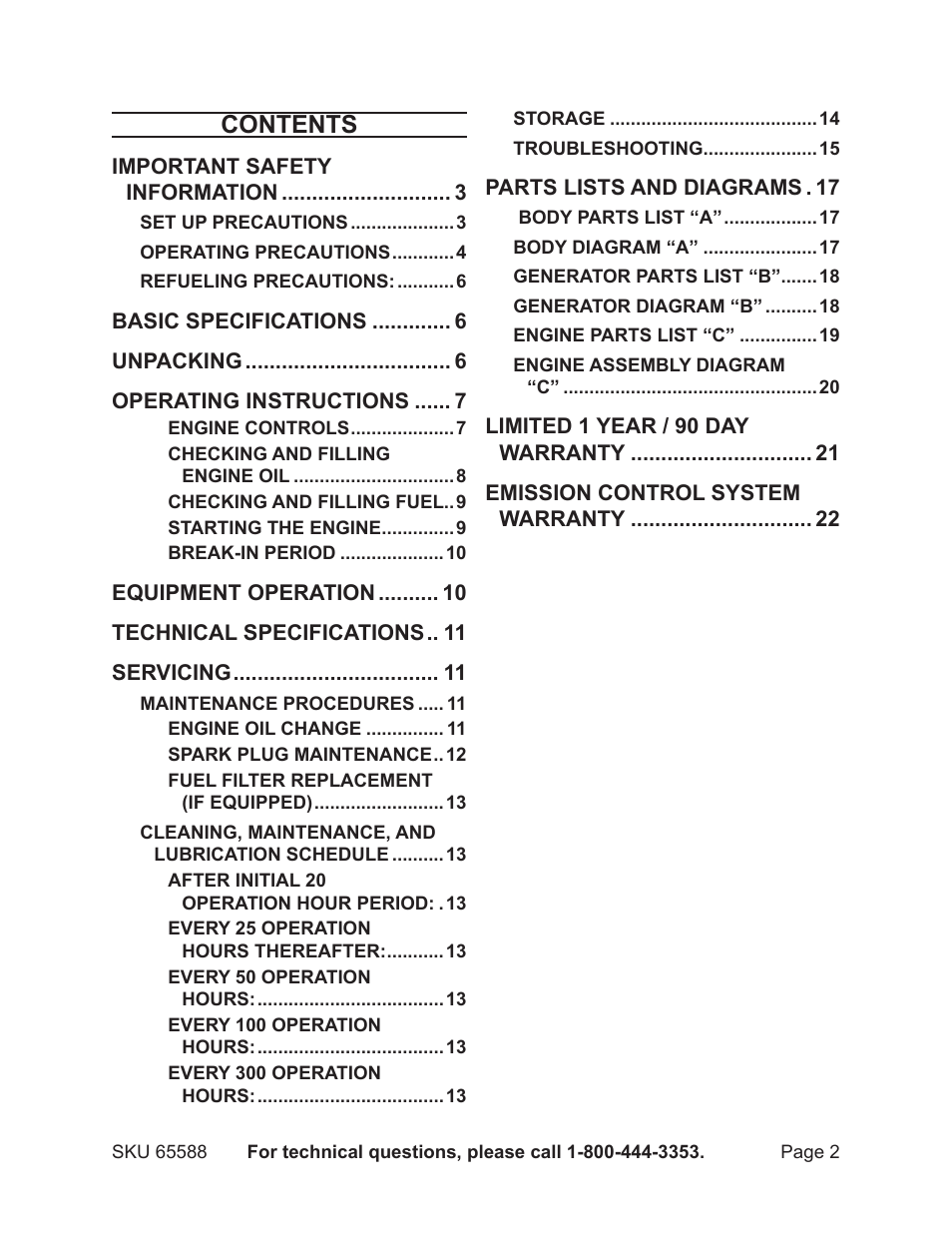 Chicago Electric 65588 User Manual | Page 2 / 23