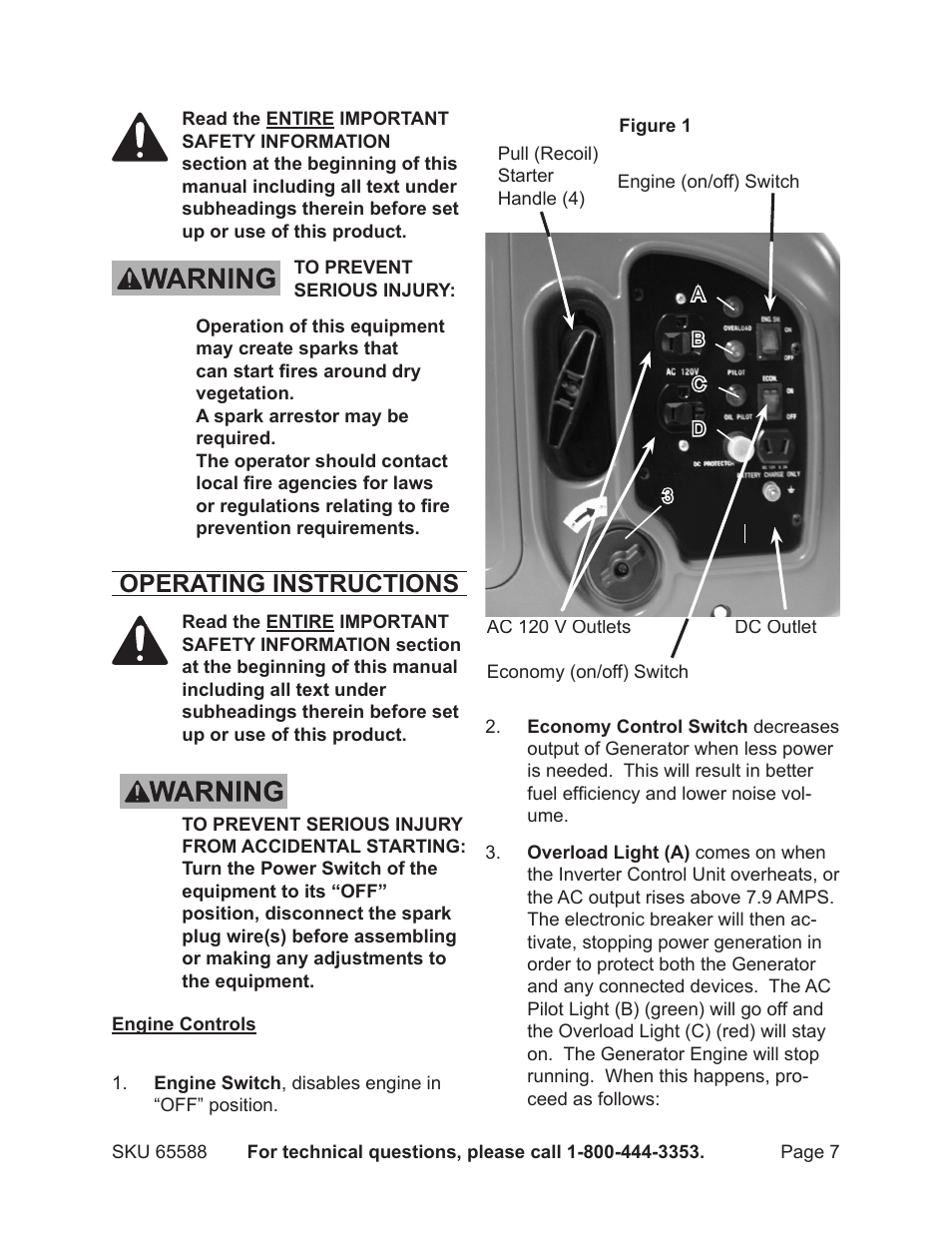 Operating instructions | Chicago Electric 65588 User Manual | Page 7 / 23