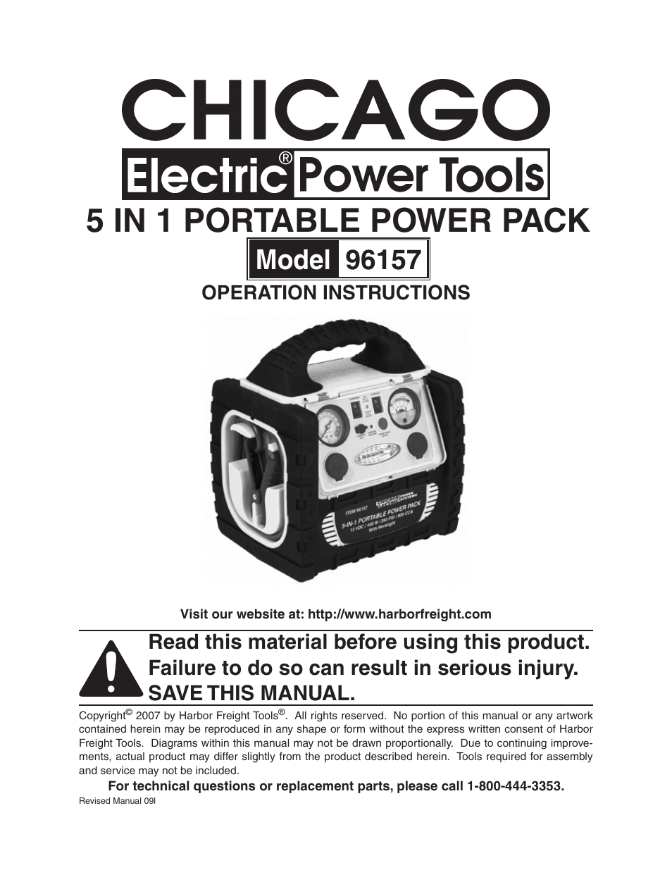 Chicago Electric 96157 User Manual | 10 pages