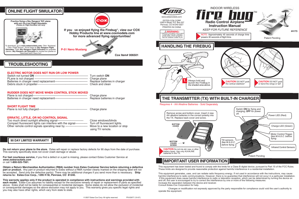 Estes 4173 - Firebug User Manual | 2 pages