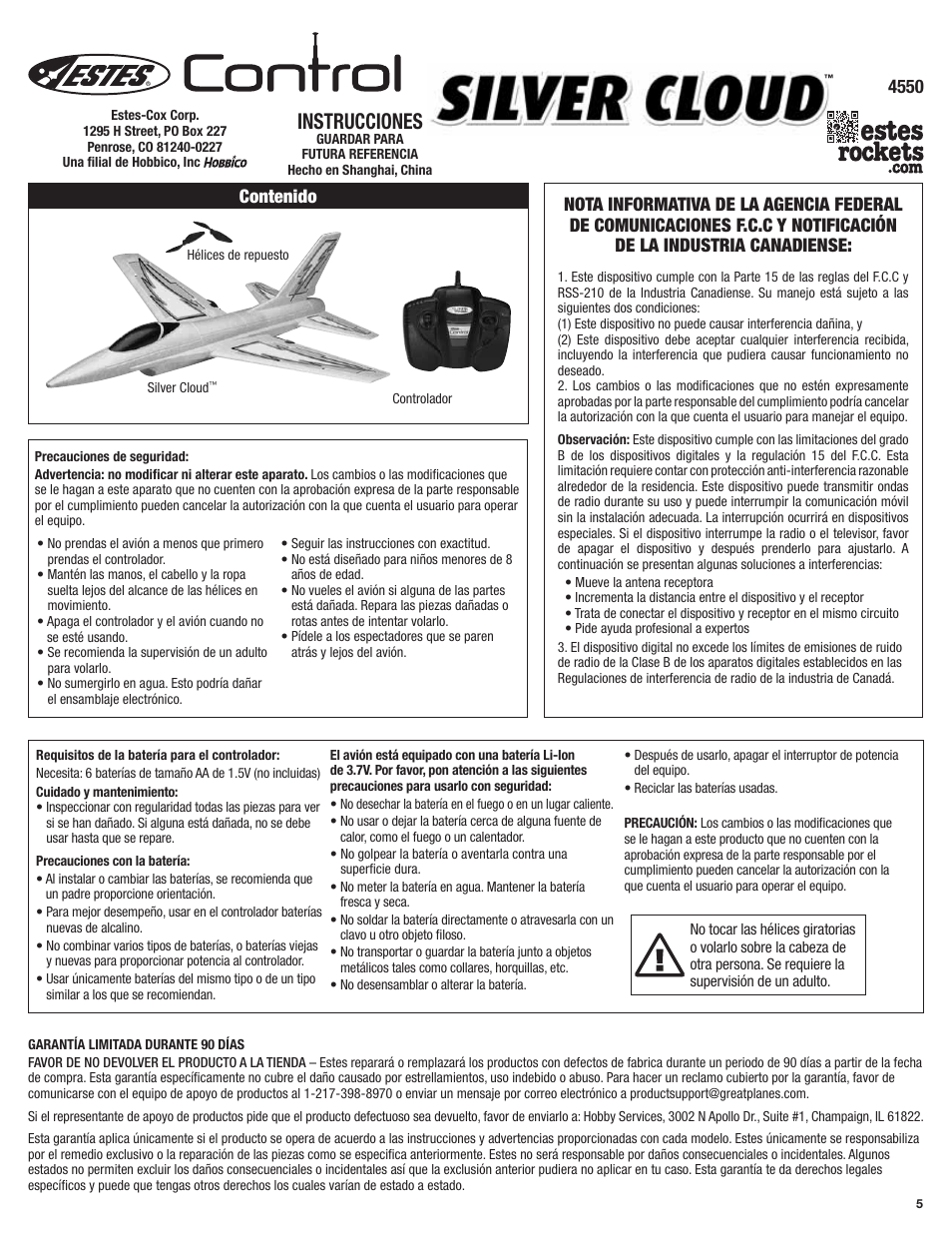 Estes 4550 - Silver Cloud User Manual | Page 4 / 9