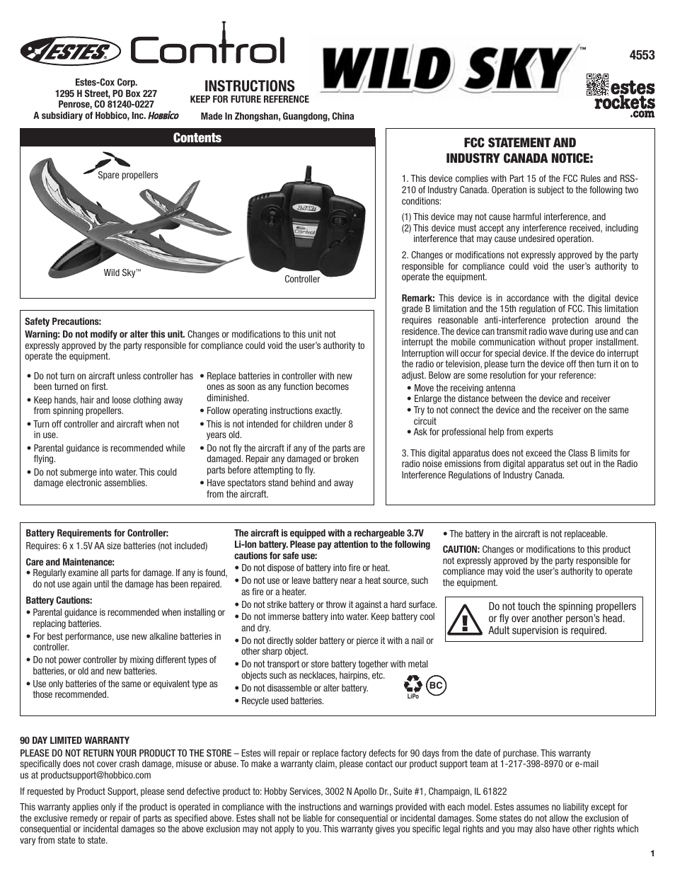 Estes 4553 - Wild Sky User Manual | 4 pages