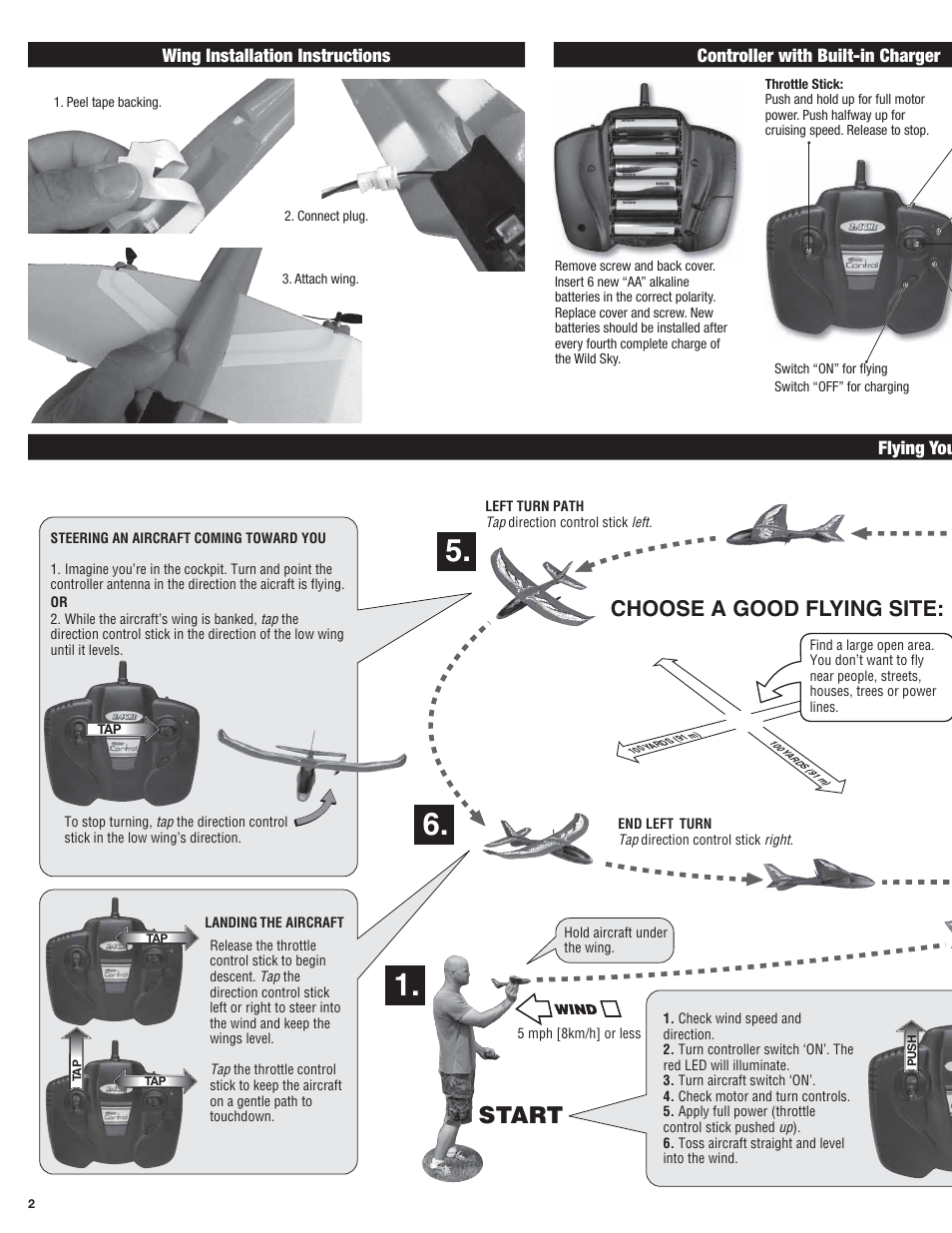 Start, Choose a good flying site | Estes 4553 - Wild Sky User Manual | Page 2 / 4