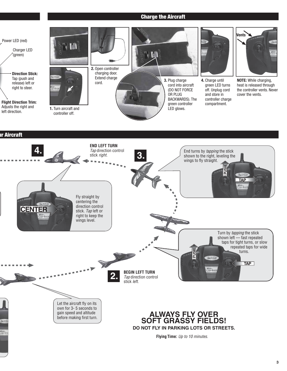 Always fly over soft grassy fields, Center | Estes 4553 - Wild Sky User Manual | Page 3 / 4