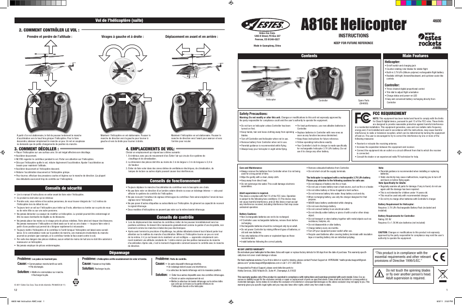 Estes 4600 - A816E User Manual | 6 pages