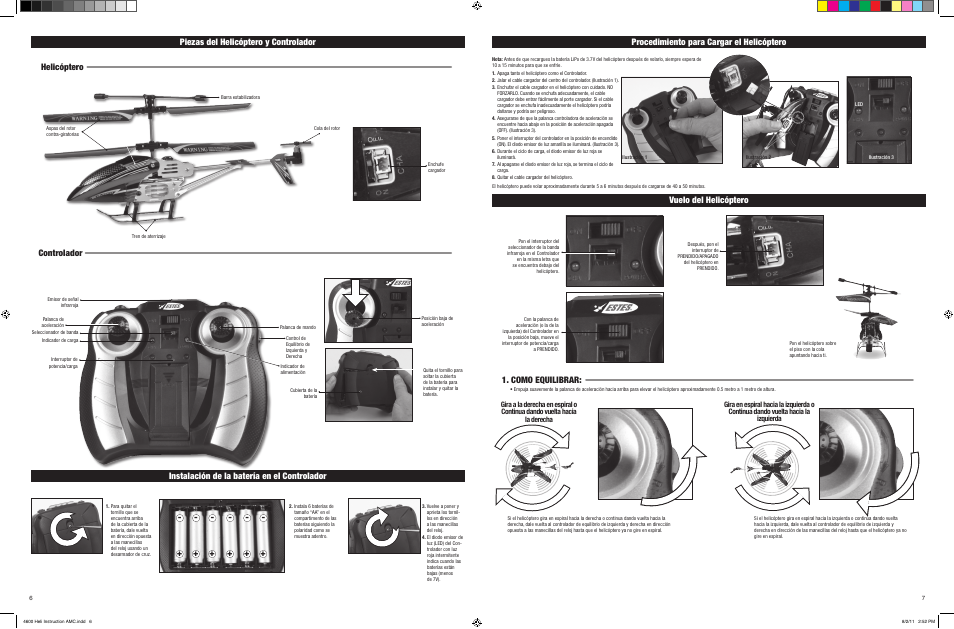 Piezas del helicóptero y controlador, Helicóptero controlador, Como equilibrar | Estes 4600 - A816E User Manual | Page 6 / 6