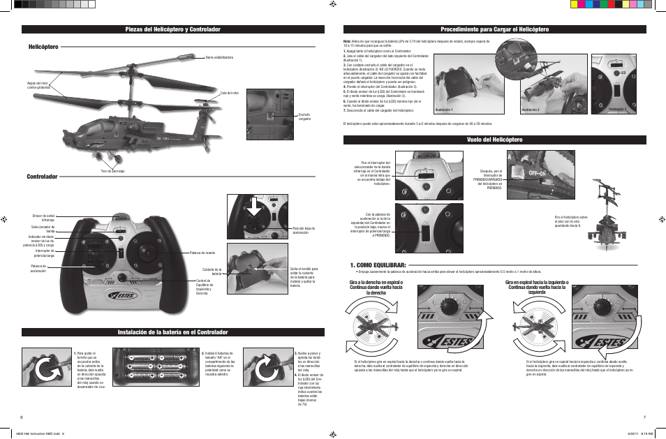 Piezas del helicóptero y controlador, Helicóptero controlador, Como equilibrar | Estes 4602 - R73-OPS User Manual | Page 6 / 6