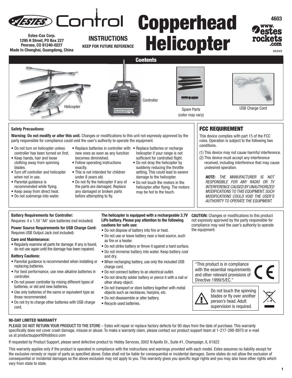 Estes 4603 - Copperhead User Manual | 12 pages