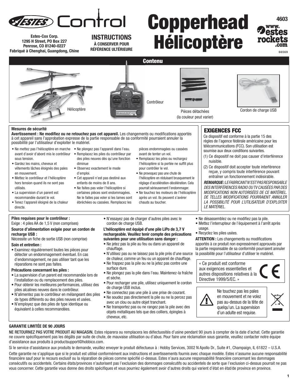 Copperhead, Hélicoptère, Instructions | Estes 4603 - Copperhead User Manual | Page 9 / 12