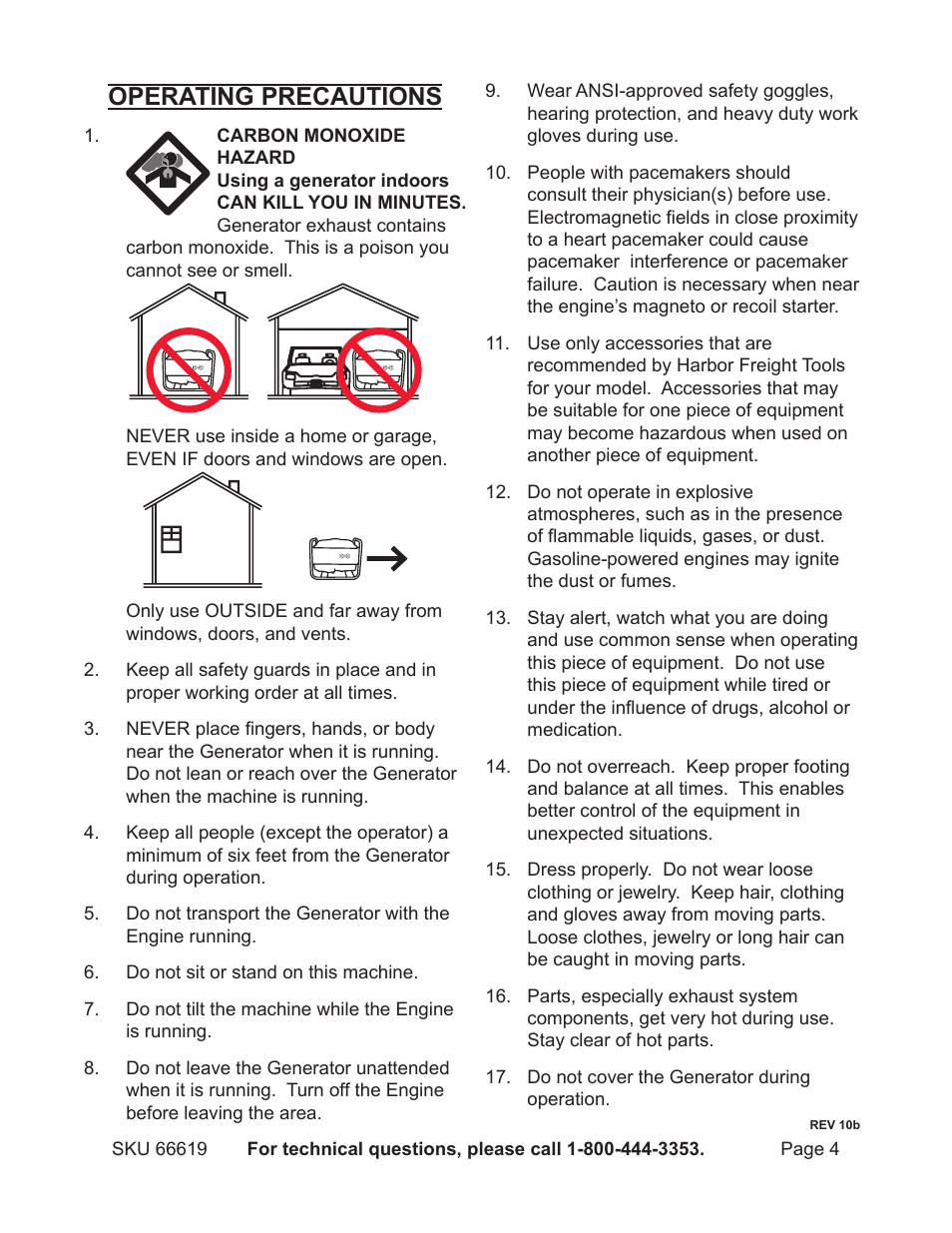 Operating precautions | Chicago Electric 66619 User Manual | Page 4 / 25