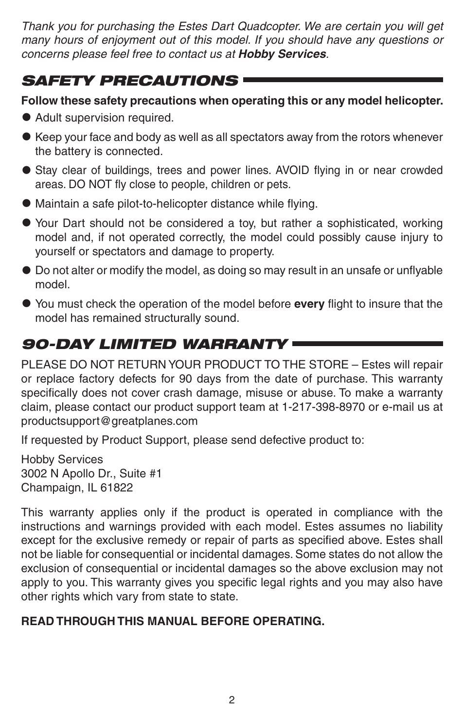 Estes 4605 - Dart User Manual | Page 2 / 32