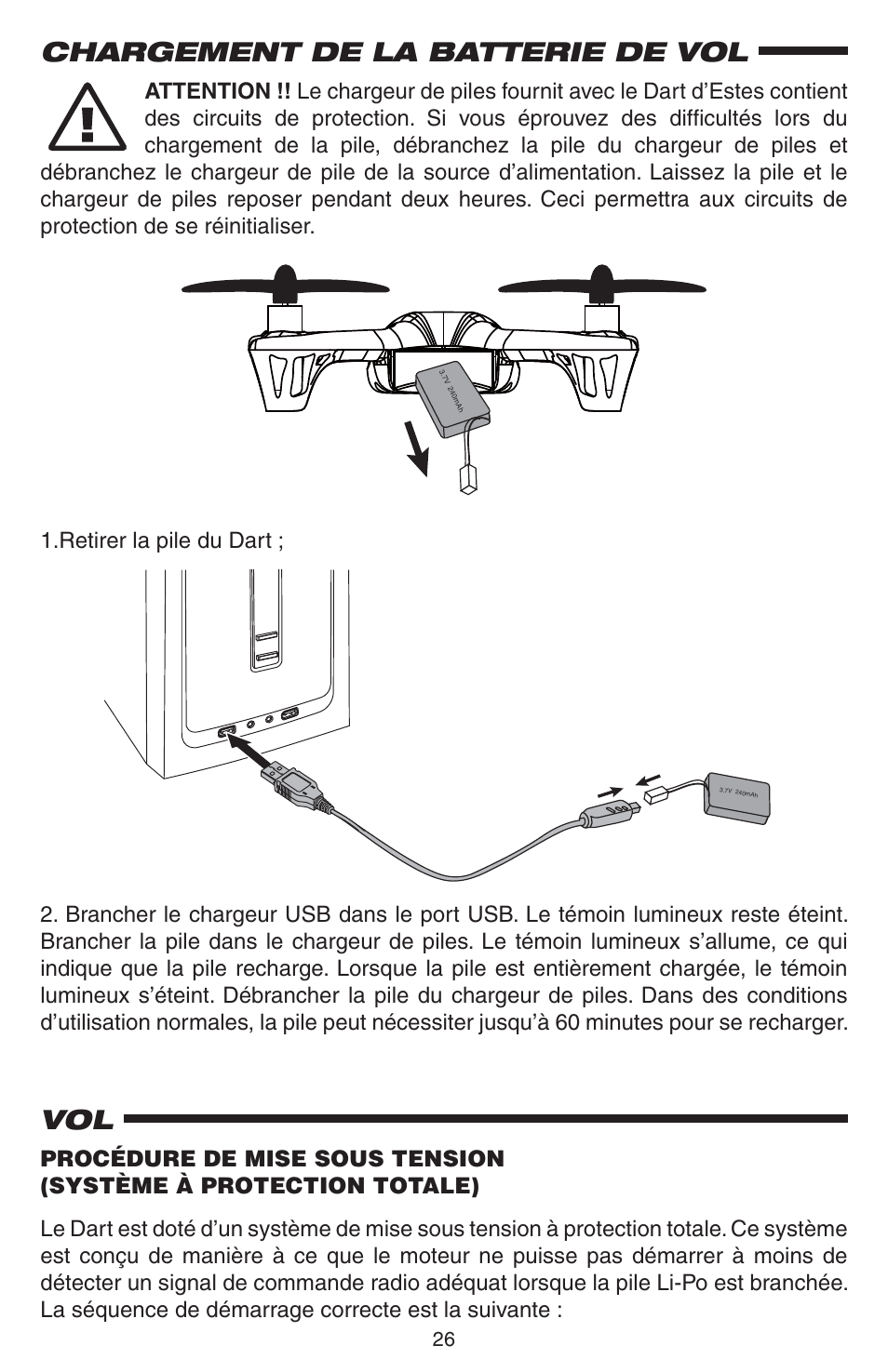 Chargement de la batterie de vol | Estes 4605 - Dart User Manual | Page 26 / 32