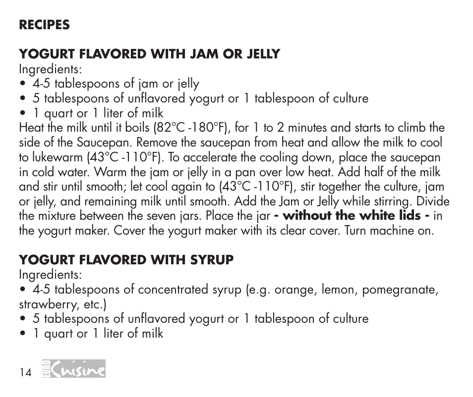 Euro Cuisine YMX750 User Manual | Page 14 / 52