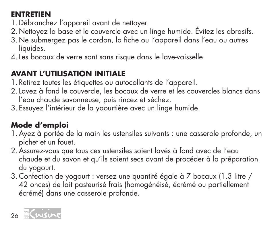 Euro Cuisine YMX750 User Manual | Page 26 / 52