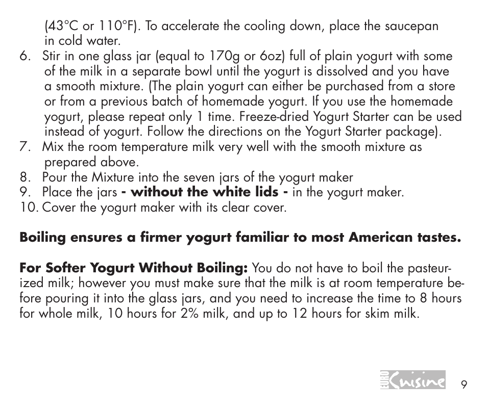 Euro Cuisine YMX750 User Manual | Page 9 / 52