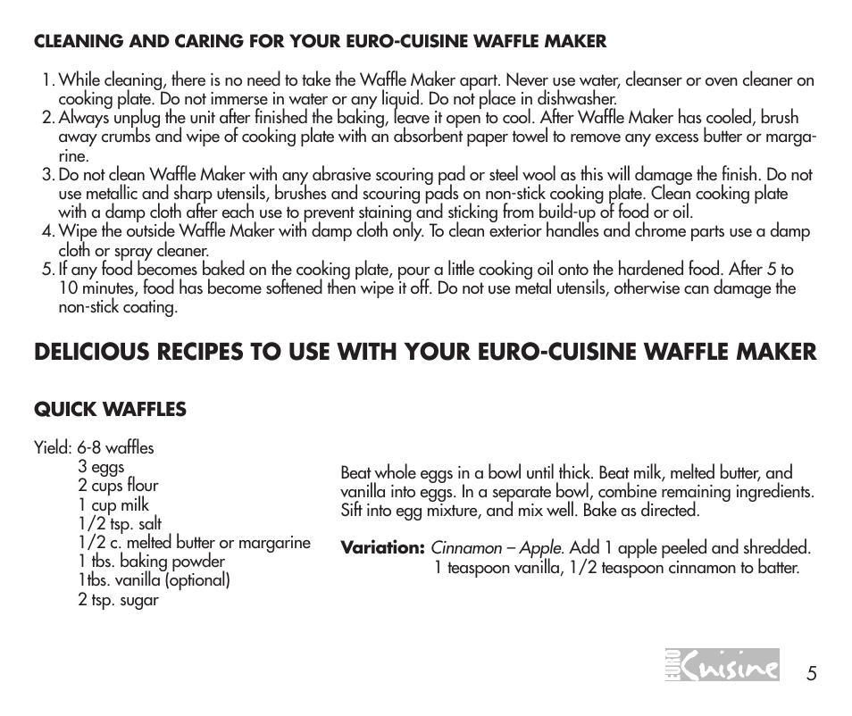 Euro Cuisine WM520 User Manual | Page 5 / 8